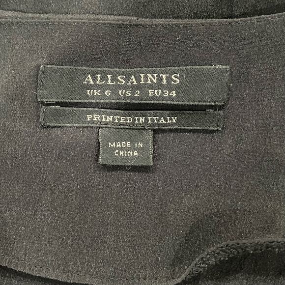 All Saints Azure Chase Silk Dress Floral Black Size 2 - Picture 6 of 7